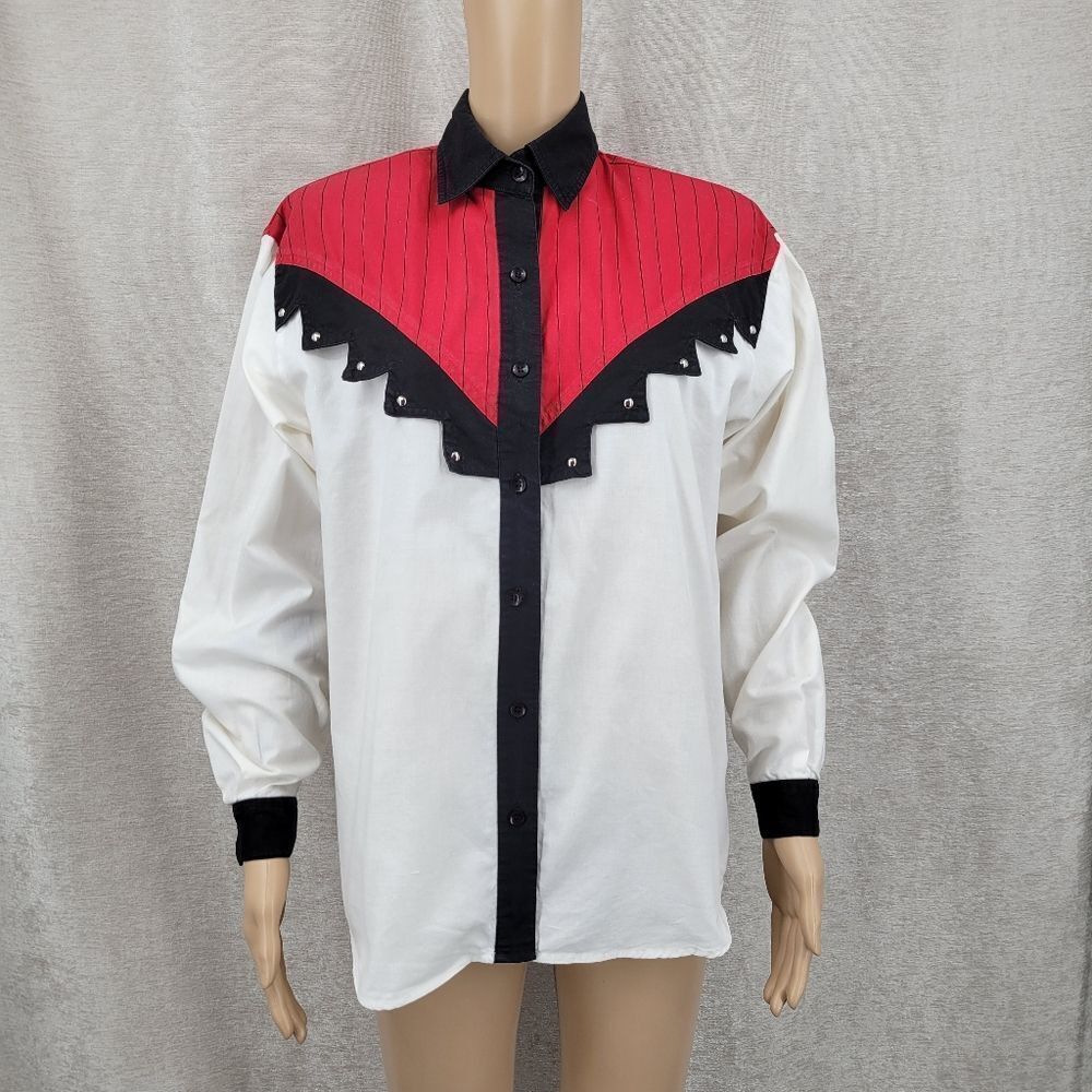 Vintage Western Rodeo Long Sleeve Button Down Shirt Colorblock